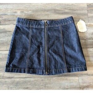 NWT Altar'd State Women's Mini Denim Skirt Zip Front Dark Jeans Small Y2K 90s